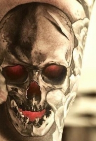 黑色的邪恶骷髅红眼睛纹身图案