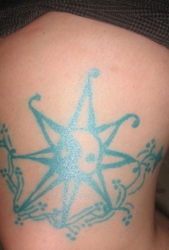 腿部彩色太阳图腾纹身图案