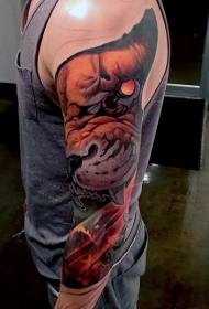 大臂卡通恶魔狮子头纹身图案