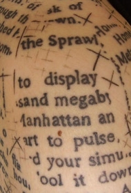 肩部不同片段的英文纹身图案