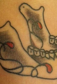 手臂彩色糖头骨下颌骨纹身图案