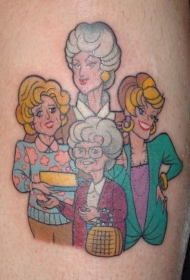 女性腿部彩色妇女纹身图案