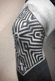腿部黑色各种图腾纹身图案