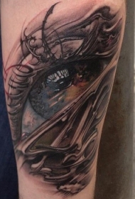 手臂上的眼球纹身图案