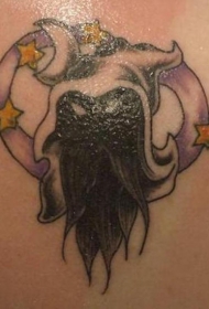 卡通星星月亮彩绘纹身图