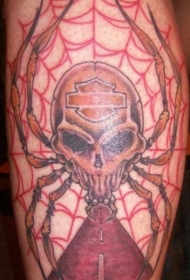 腿部彩色哈雷戴维森的头骨纹身图片