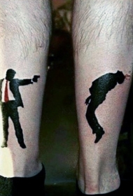 腿部独特设计男子射击纹身图案