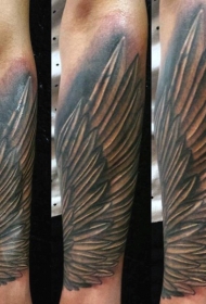 简单的手绘黑白翅膀手臂纹身图案