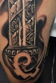 独特设计的黑色部落雕像纹身图案