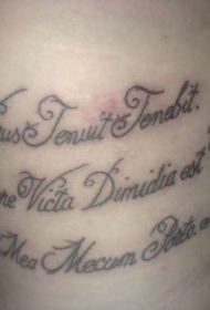 腰部黑色拉丁书法文字纹身图案