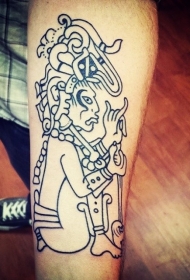 手臂滑稽的卡通人物线条纹身图案