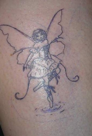 芭蕾精灵黑色线条纹身图案