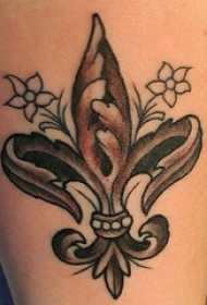 腿部棕色鸢尾符号纹身图案