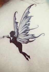 背部优雅的精灵和星尘纹身图案