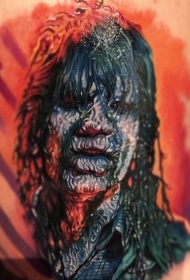 现实主义风格的彩色肩部古代部落人类纹身图案