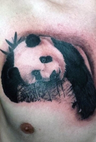 胸部可爱的黑白悲伤熊猫纹身图案