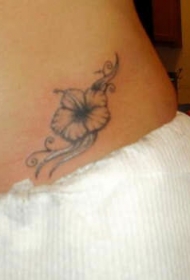 木槿花黑灰纹身图案