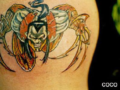 亚洲彩色的怪物蜘蛛纹身图案
