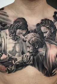 胸部宗教人物肖像彩色纹身图案