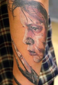 手臂彩色剪刀手爱德华纹身图案