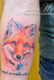 手臂水彩风格中等大小的狐狸字母纹身图案