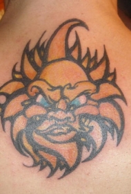 颈部彩色原始太阳纹身图案