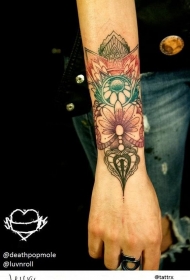 手腕彩色好看的印花图腾纹身图案