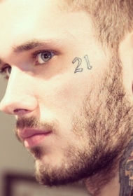 男性脸部数字纹身图案