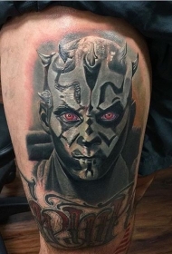 大腿星疣达斯·摩尔肖像纹身图案