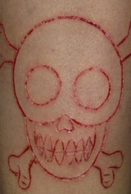 手臂割血骷髅纹身图案