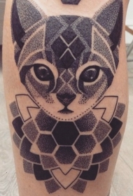小腿old school可爱的部落猫纹身图案