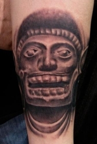 黑灰风格小丑雕像纹身图案