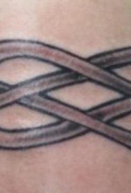 手臂彩色无尽结袖标纹身图片