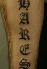 黑色花体字符纹身图案