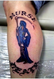 小腿的护士死神纹身图案