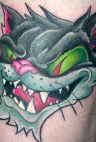 邪恶的猫彩色纹身图案