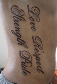 男性腰侧英文花体纹身图案