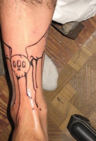 脚部骷髅翅膀纹身图案