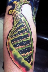 腿部彩色DNA结构纹身图案