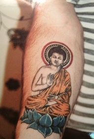 手臂如来佛祖冥想纹身图案