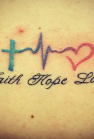 彩色生活符号与英文字母纹身