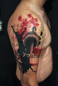 PS图象处理软件风格的彩色种雕像纹身图案