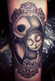 手臂可怕的黑色卡通僵尸新娘纹身图案