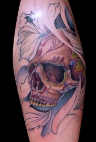 未完成半色墨西哥传统人类骷髅纹身