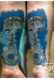 小臂奇妙的彩绘汽车活塞纹身图案