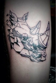 几何黑色线条犀牛头纹身图案