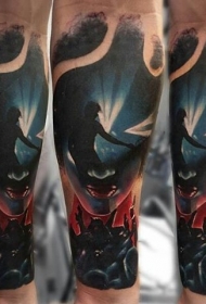 小臂彩色人脸与人像纹身图案