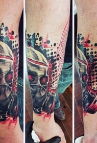手臂PS图象处理软件风格的彩色恶魔头骨纹身