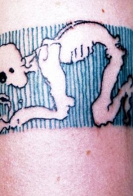 超现实的骷髅骨架和蓝色线条纹身图案
