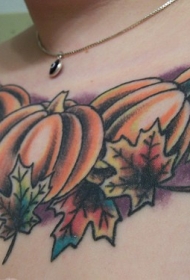 胸部南瓜树叶纹身图案